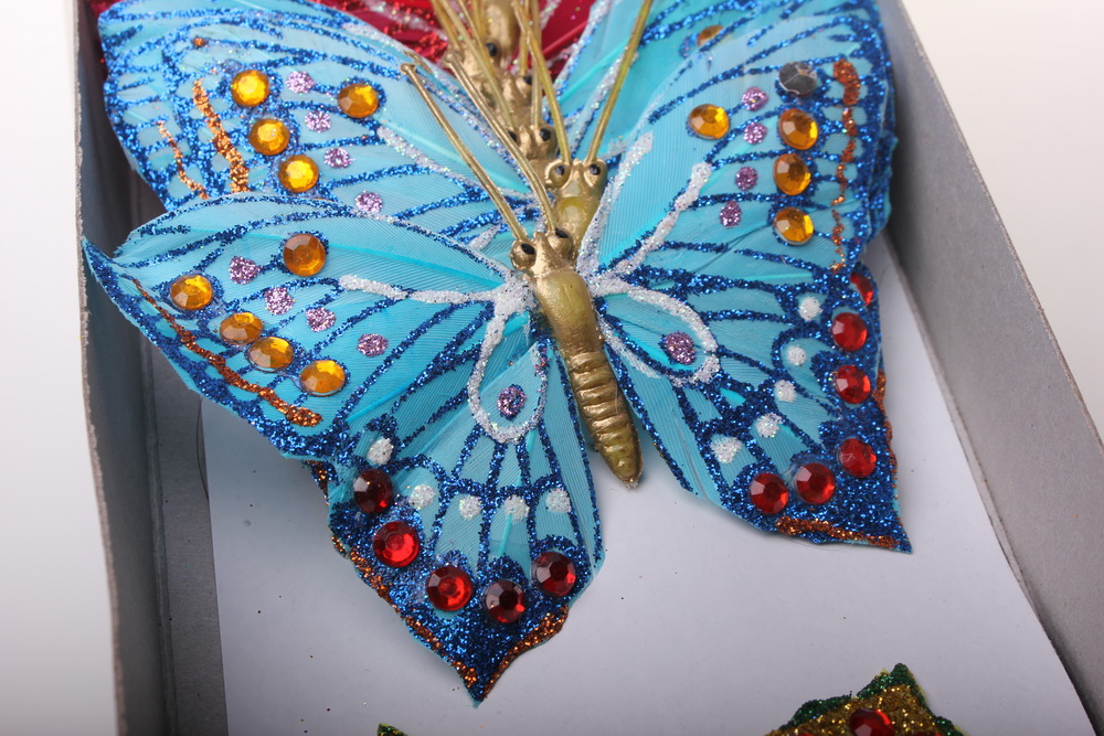 бабочки, шмели, пчёлы декоративная искусственная флористическая - бабочка на стикере 10 см   (24 шт.) 1030