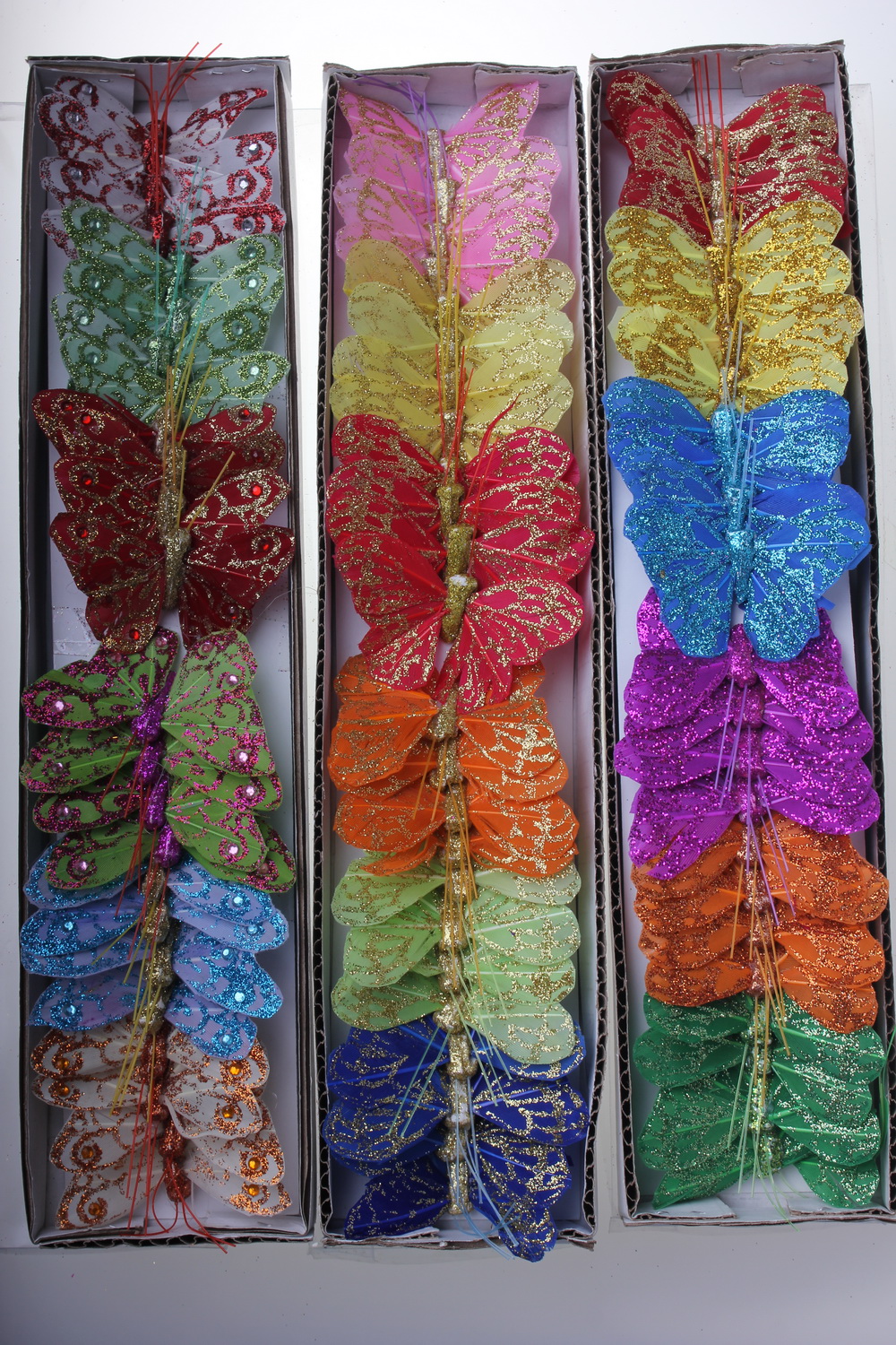 бабочки, шмели, пчёлы декоративная искусственная флористическая - бабочка на стикере  5 см   (24 шт.) 1104