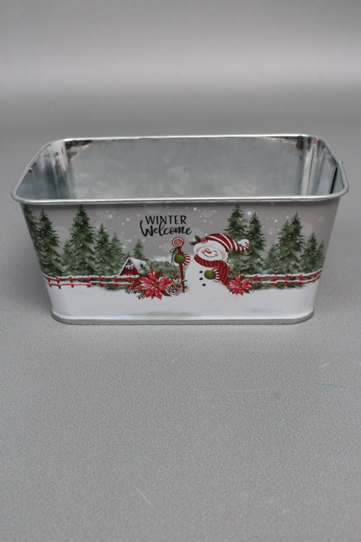 Декоративное кашпо "Яркие мгновения зимы" 14.5X9.5XH6.5CM 12X7CM, металл  1131М