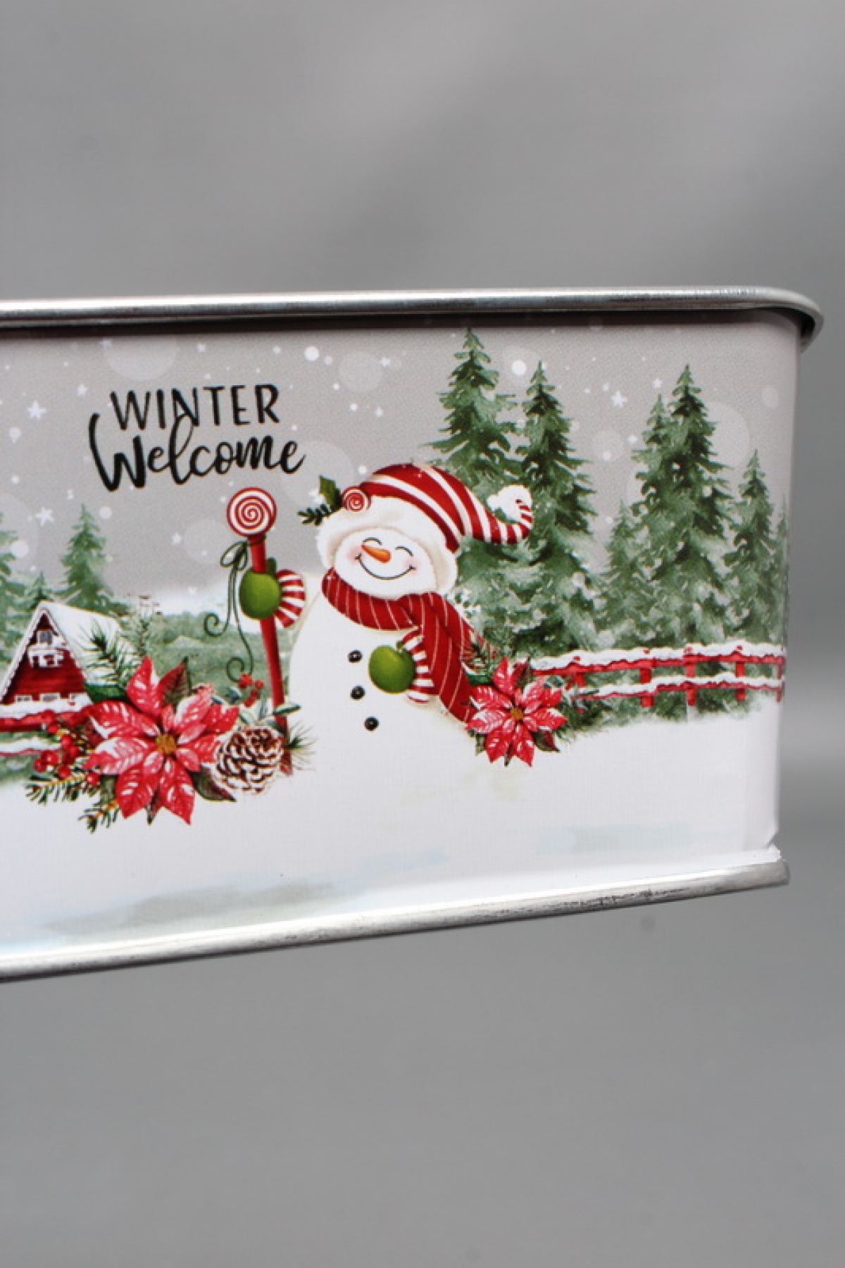 Декоративное кашпо "Яркие мгновения зимы" 14.5X9.5XH6.5CM 12X7CM, металл  1131М