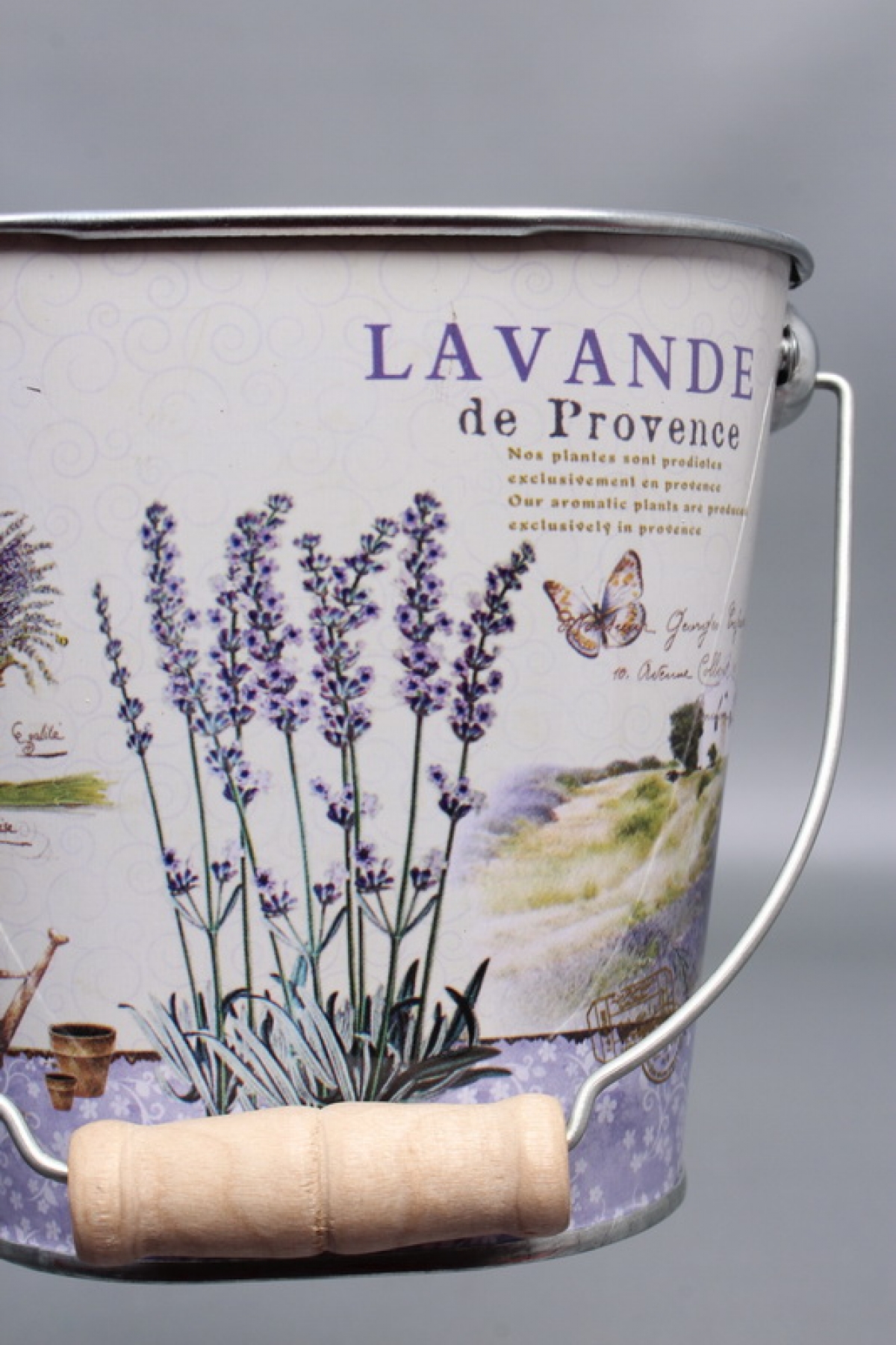 Декоративное кашпо-ведерко "Прованс лаванда" 12.5X8XH11/20 B:8,5x6 см. металл 9923М
