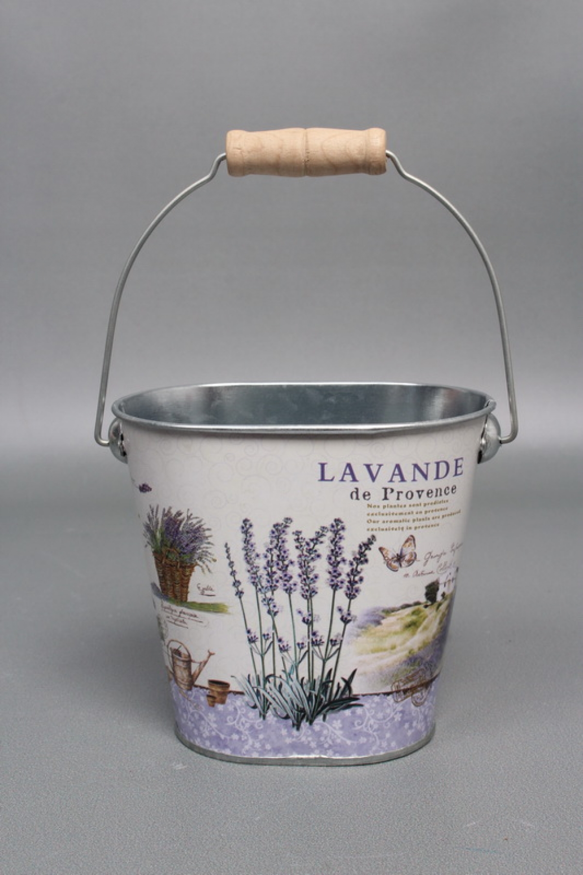 Декоративное кашпо-ведерко "Прованс лаванда" 12.5X8XH11/20 B:8,5x6 см. металл 9923М