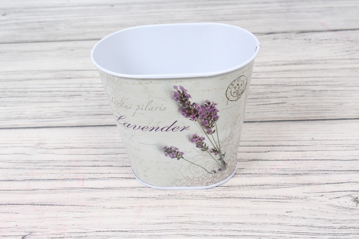 Декоративное овальное кашпо "Lavender" 12.5X8XH11 см. металл  8868
