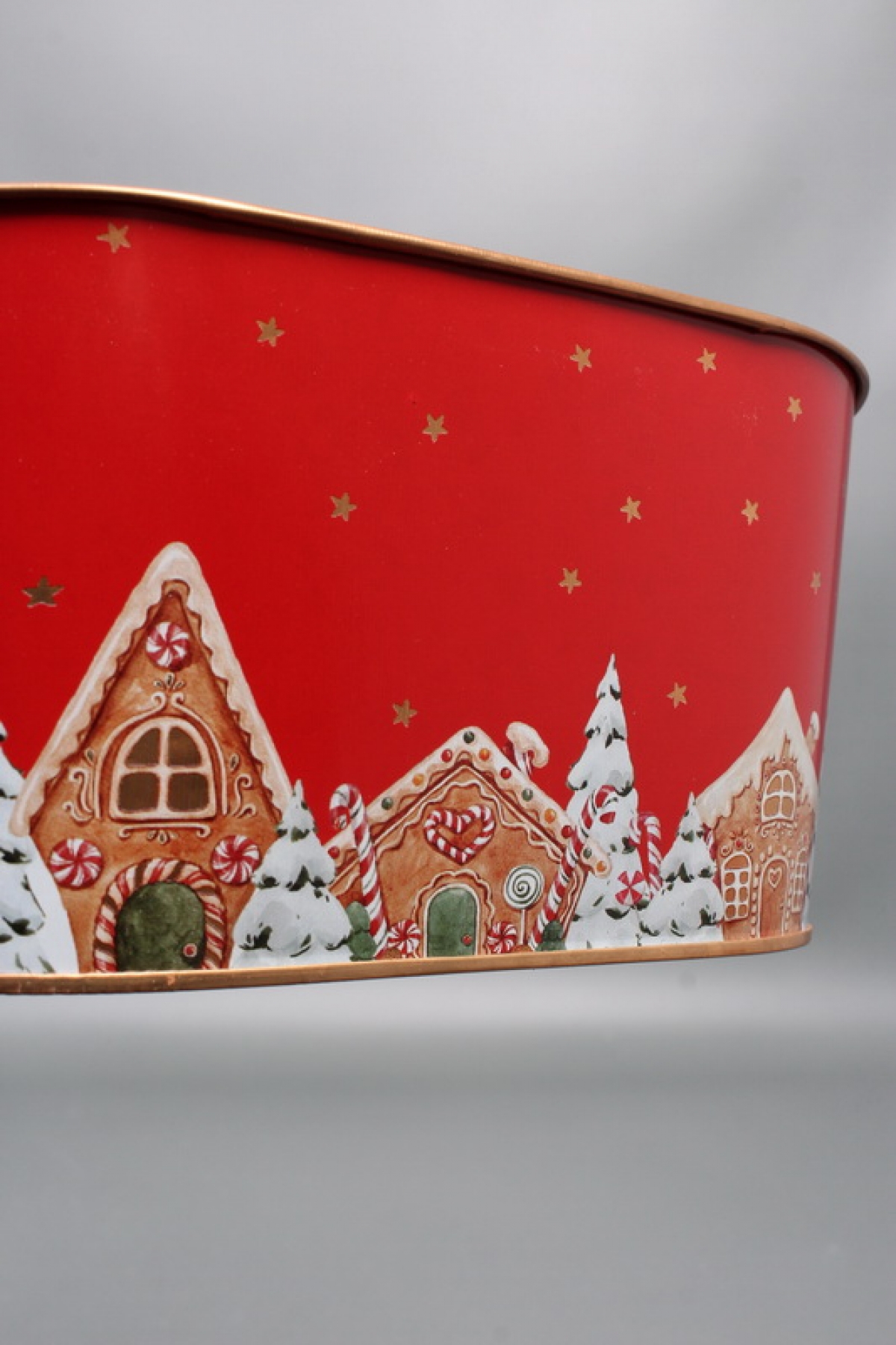 Декоративное овальное кашпо "Зимнее волшебство" 19.5X11.5XH9CM 16.5X8.5 см. металл 0851М