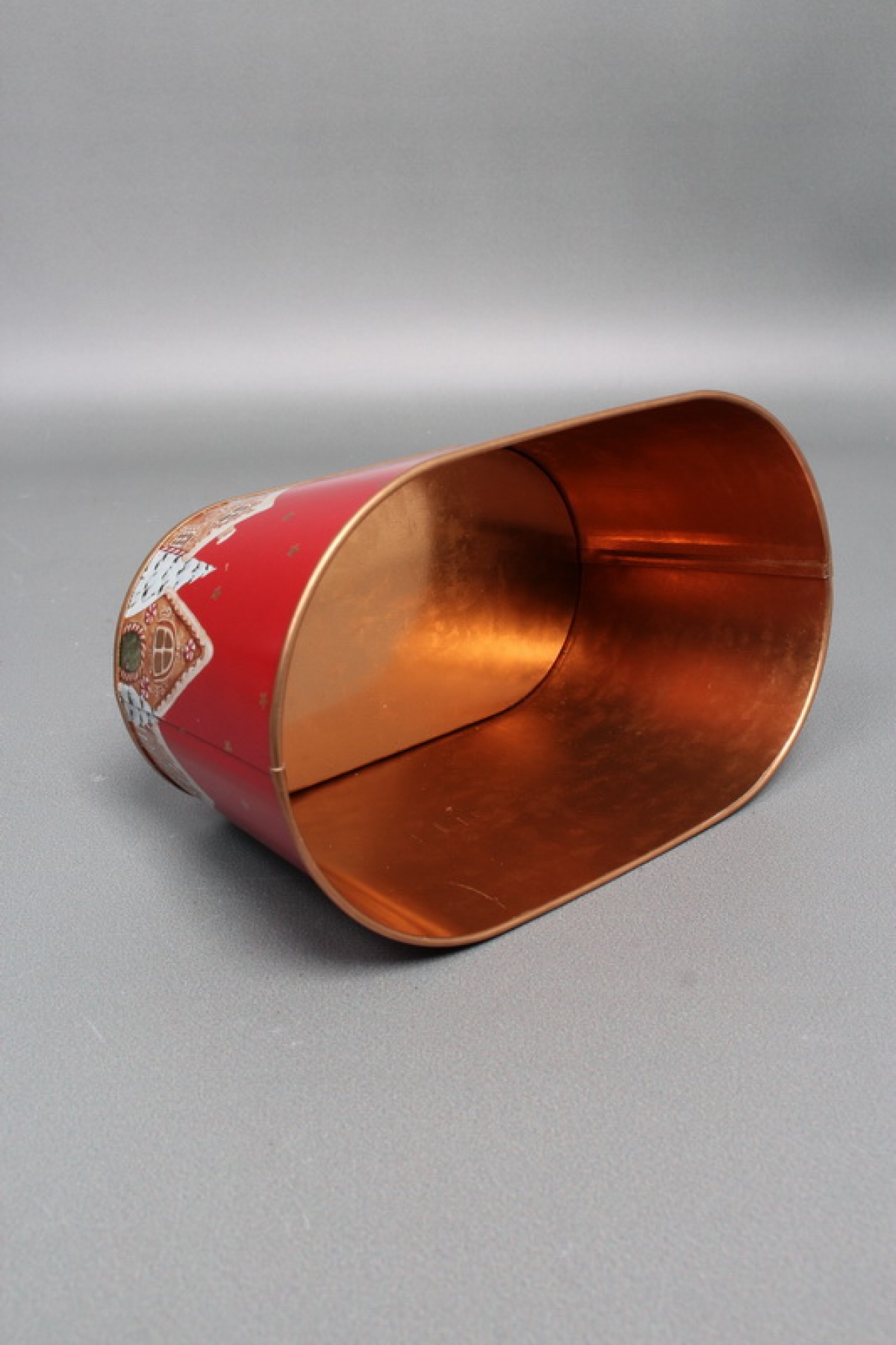 Декоративное овальное кашпо "Зимнее волшебство" 19.5X11.5XH9CM 16.5X8.5 см. металл 0851М