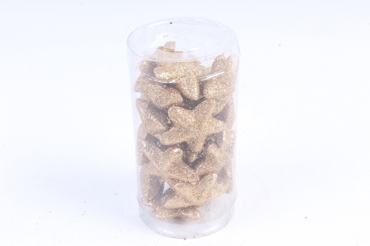 Декоративный наполнитель с глиттером (пенопласт) 2cm, золотой, Звезды 3см  	ABJ420500		(А)