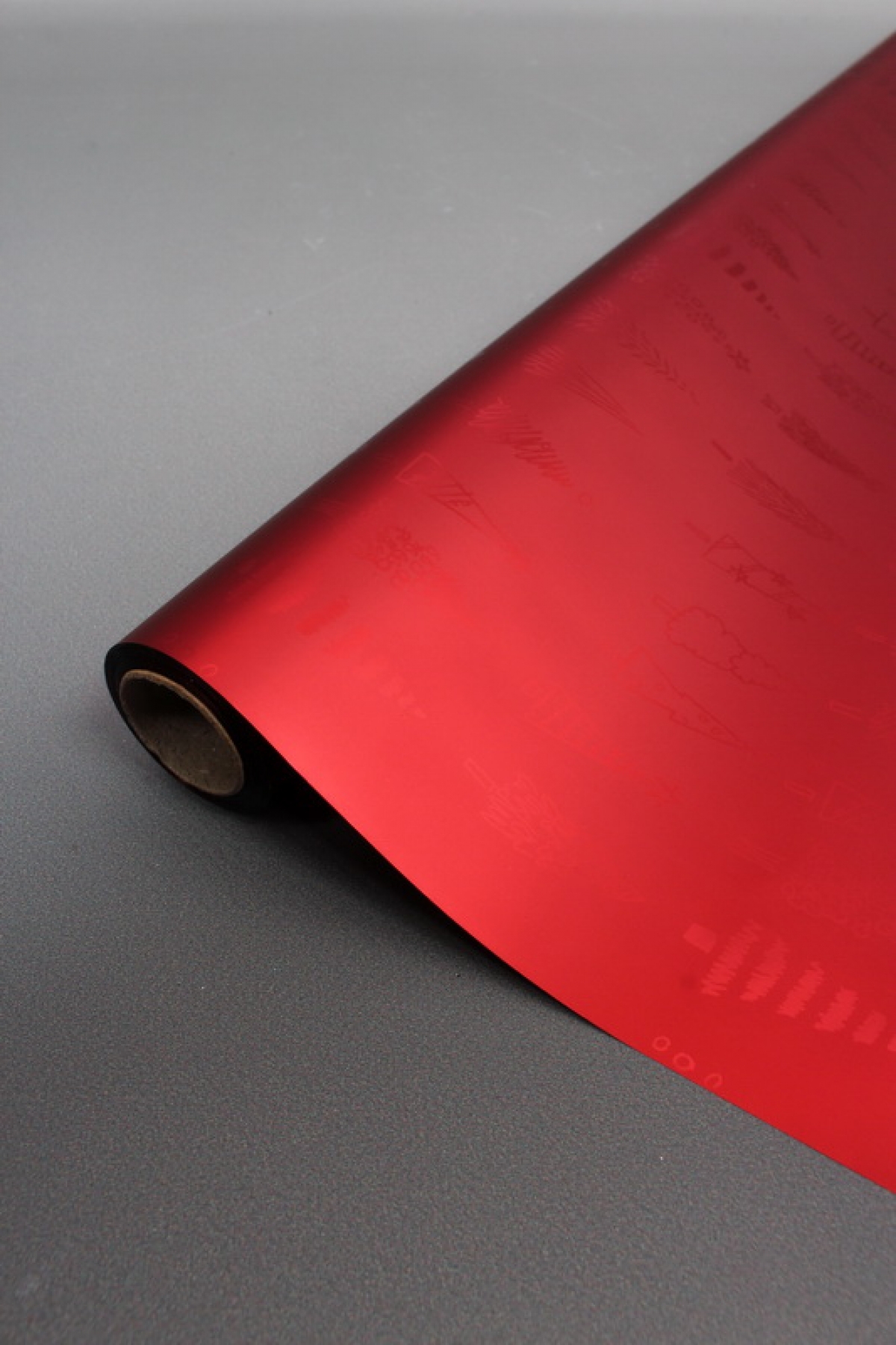 Флористическая пленка, металлическая Новогодняя, 40 мкр, 58 см х 10 м, красный 3944М