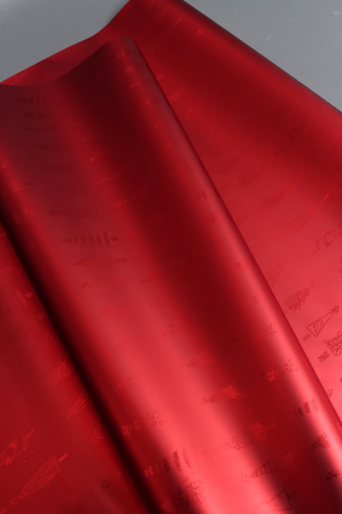 Флористическая пленка, металлическая Новогодняя, 40 мкр, 58 см х 10 м, красный 3944М