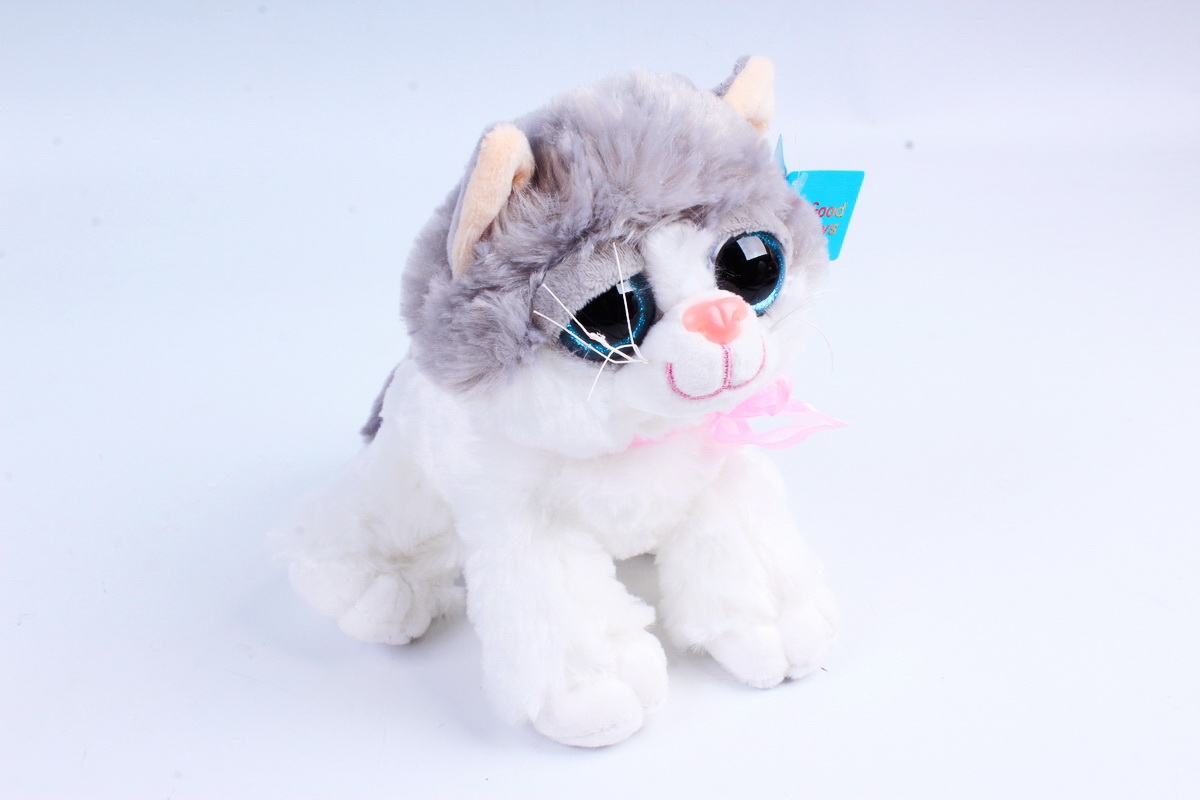 Игрушка мягкая - (Г) Кошка бело/серая 30см  арт.2086