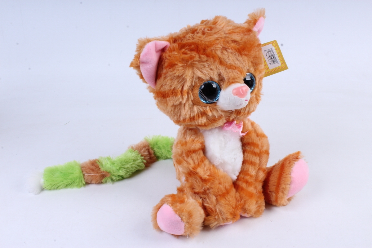 Игрушка мягкая - Кошка с большим хвостом рыжая  М-3014/23