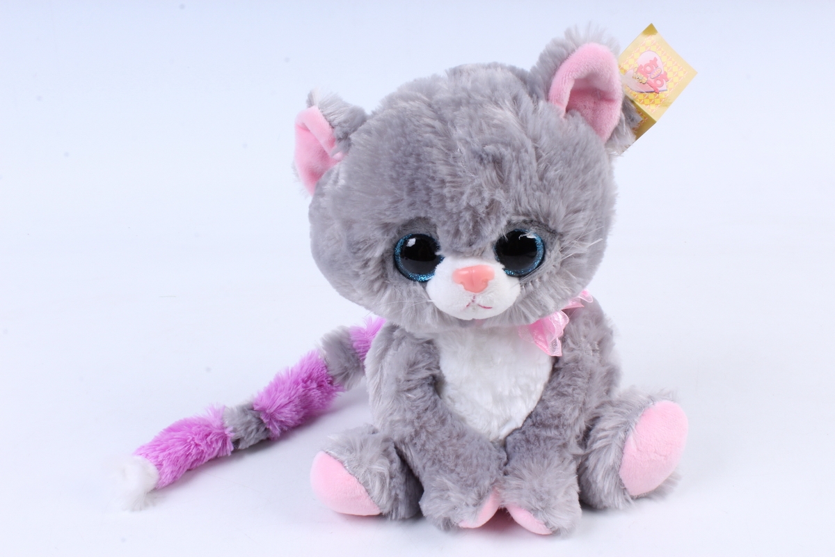 Игрушка мягкая - Кошка с большим хвостом серая М-3014/23