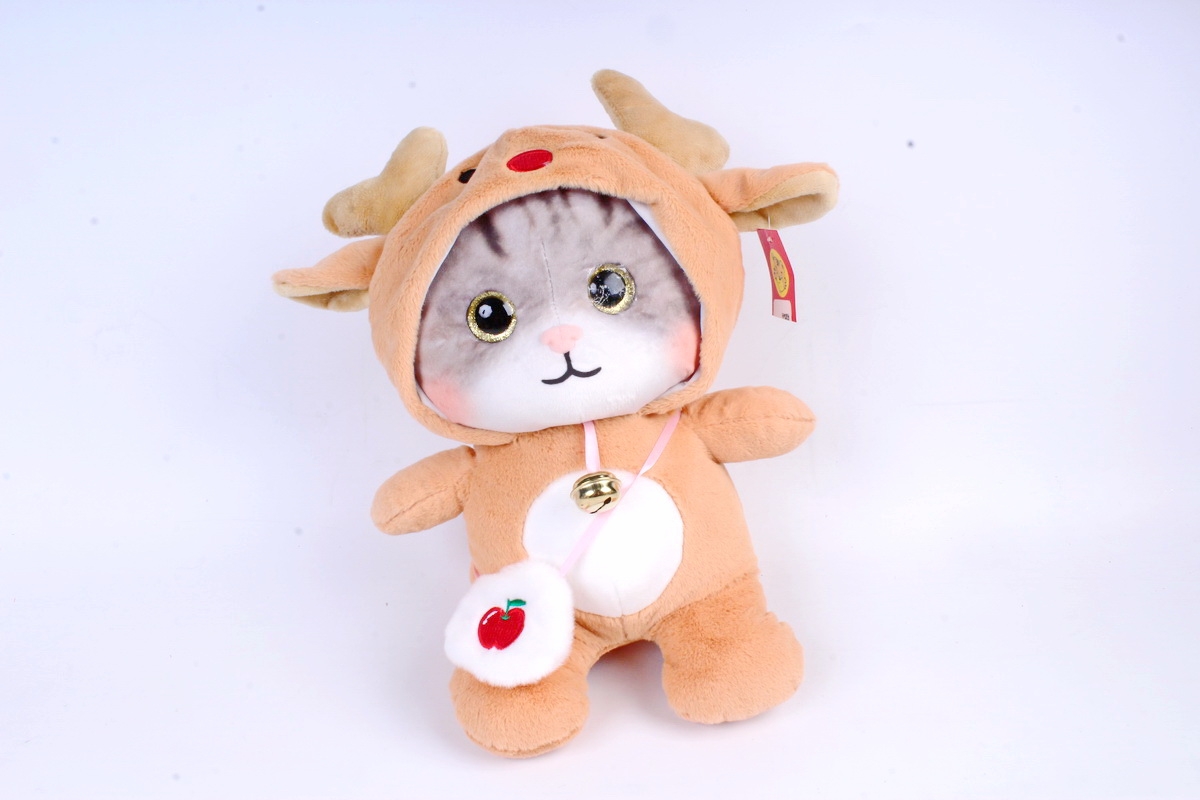 Игрушка мягкая - Кошка в капюшоне большая бежевая  