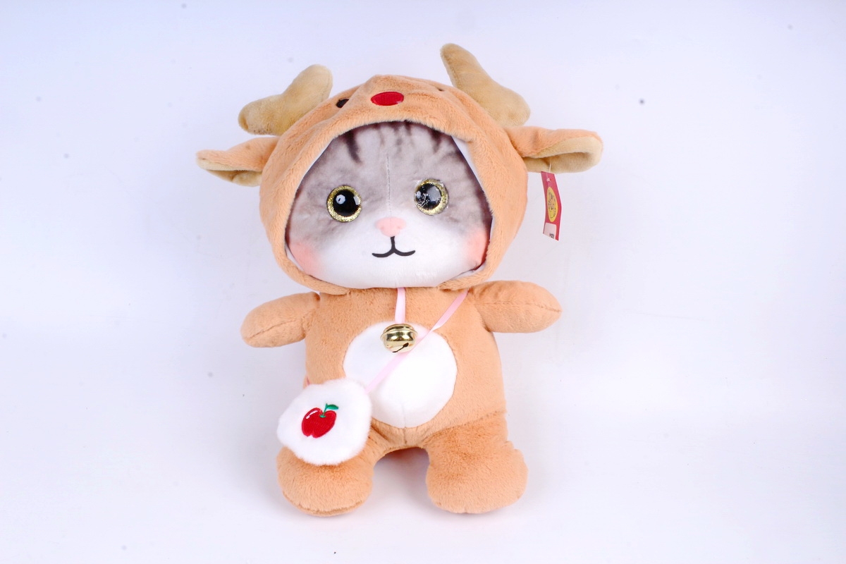 Игрушка мягкая - Кошка в капюшоне большая бежевая  