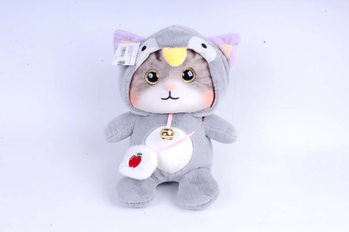 Игрушка мягкая - Кошка в капюшоне большая серая  