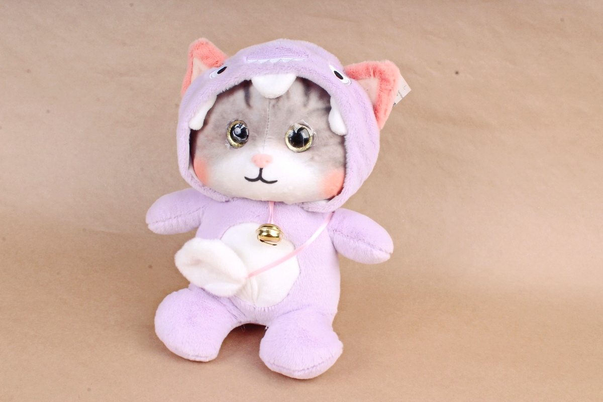 Игрушка мягкая - Кошка в капюшоне большая сиреневая  