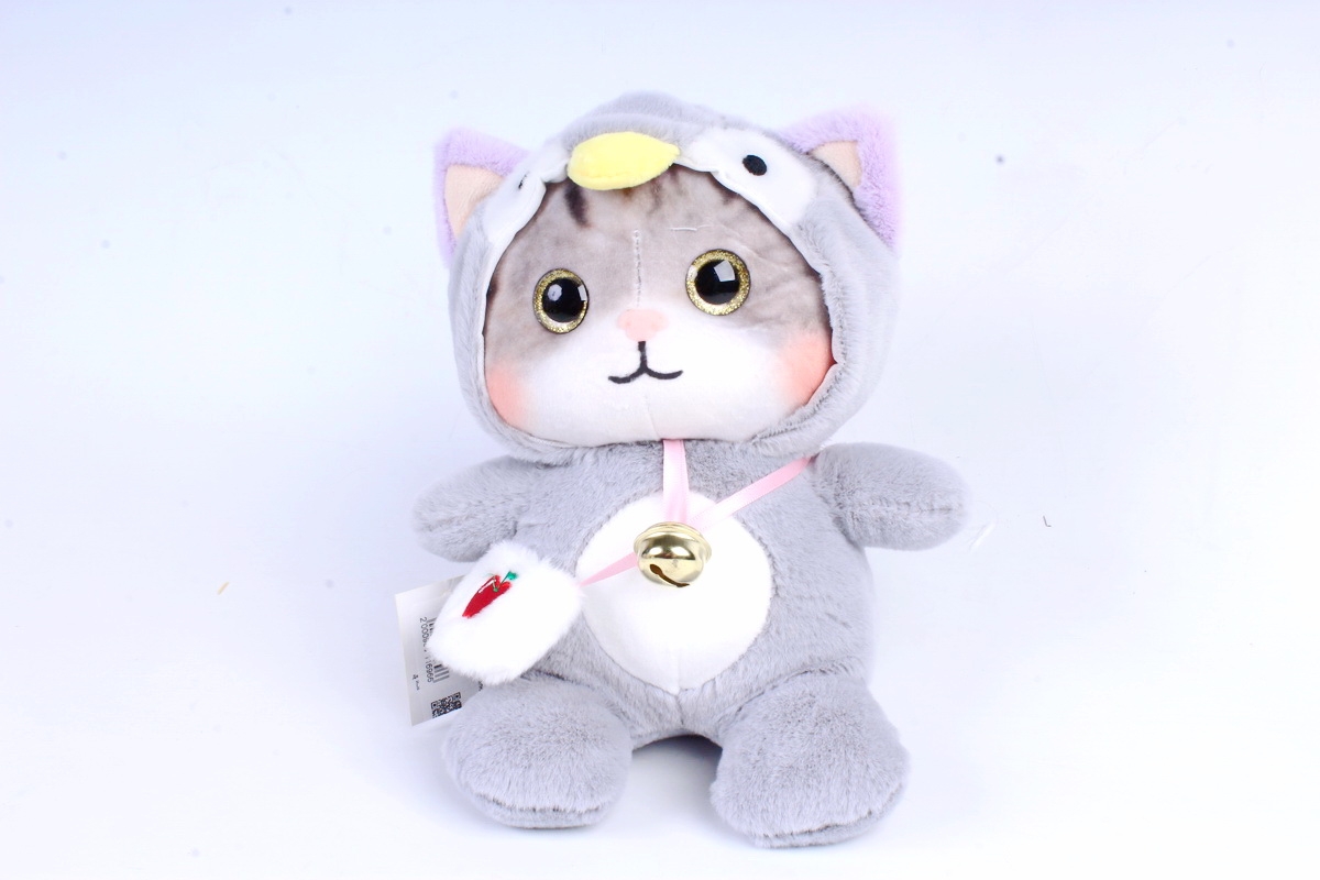 Игрушка мягкая - Кошка в капюшоне  серая