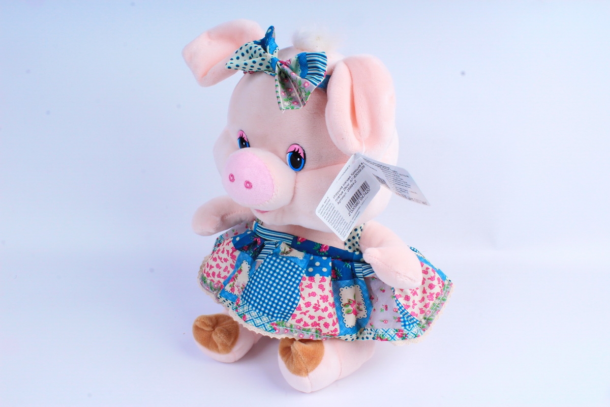 Игрушка мягкая Хрюшка в бирюзовом платье   АГ-83059/28
