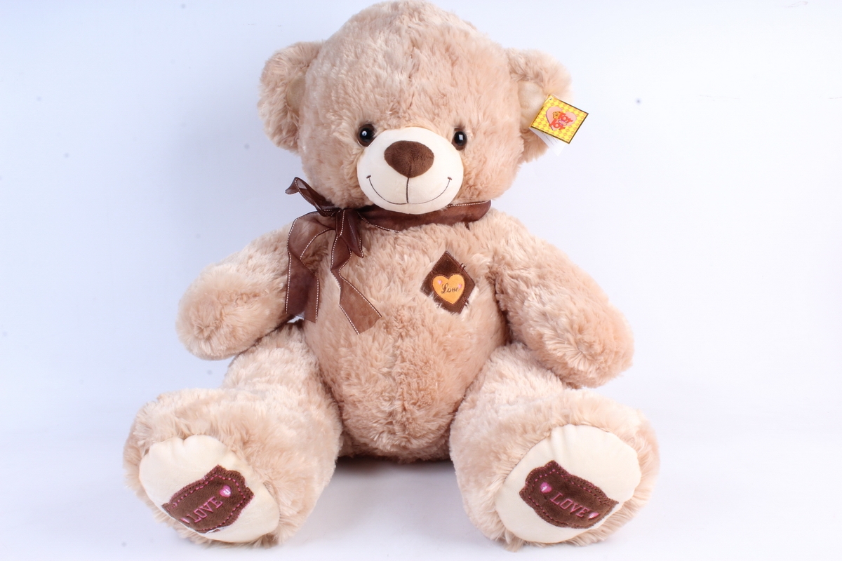 Игрушка мягкая Медведь с бантом бежевый  М-2001/50