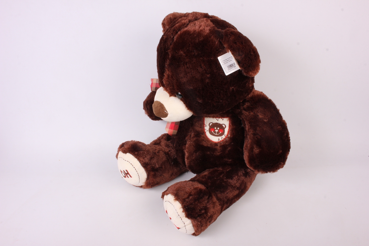 игрушка мягкая медведь с бантом коричневый аг-1652/50  h=50cm