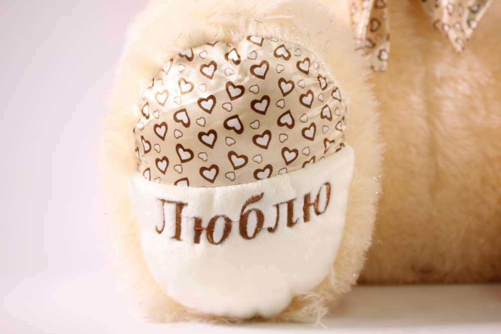 игрушка мягкая медведь с бантом с искорками шампань 2161/55-аг h=55см