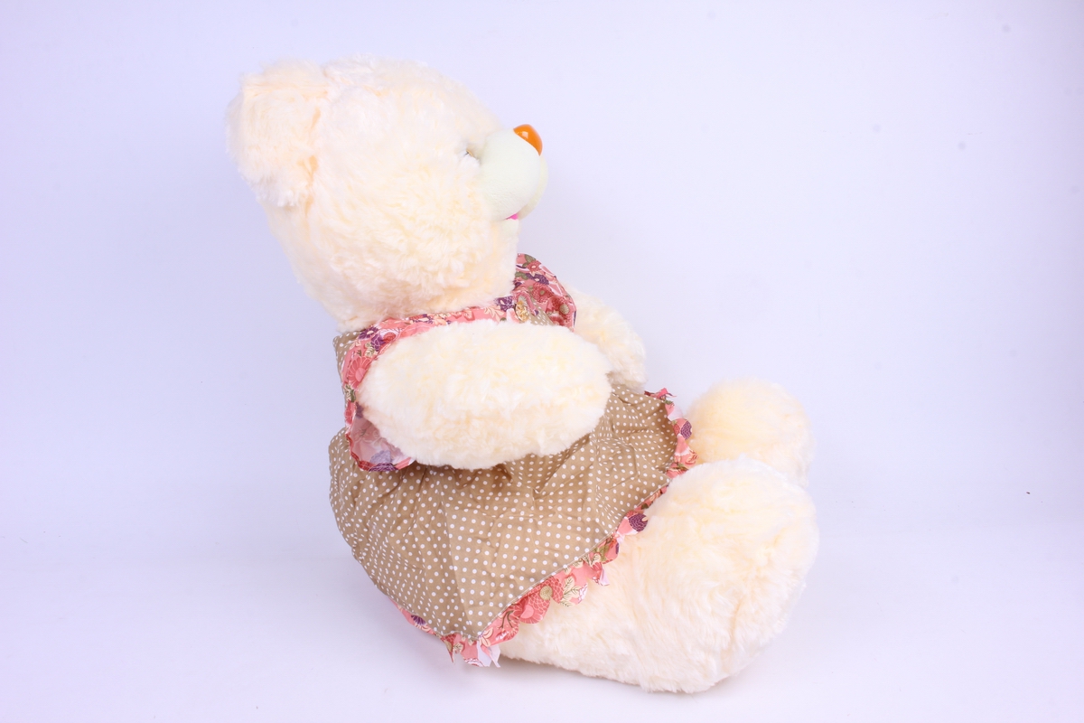 игрушка мягкая - медведь шампань в коричневом платье м-2539/50 h=47cm