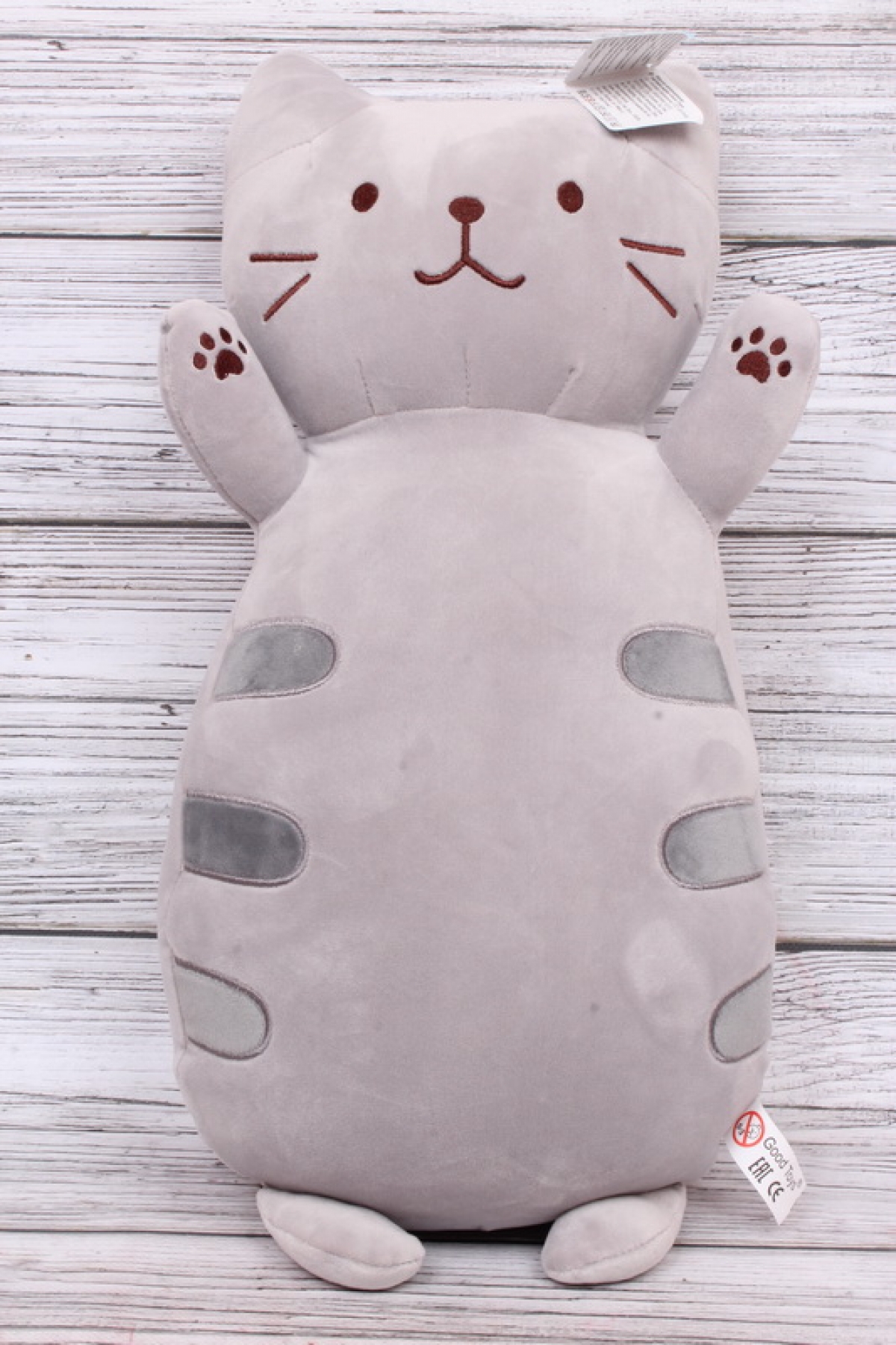 Игрушка мягкая (С) - Кот подушка серый релакс 45см  20412-45
