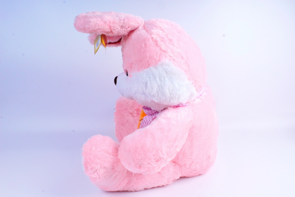 Игрушка мягкая Заяц с морковкой розовый  М-4258/50