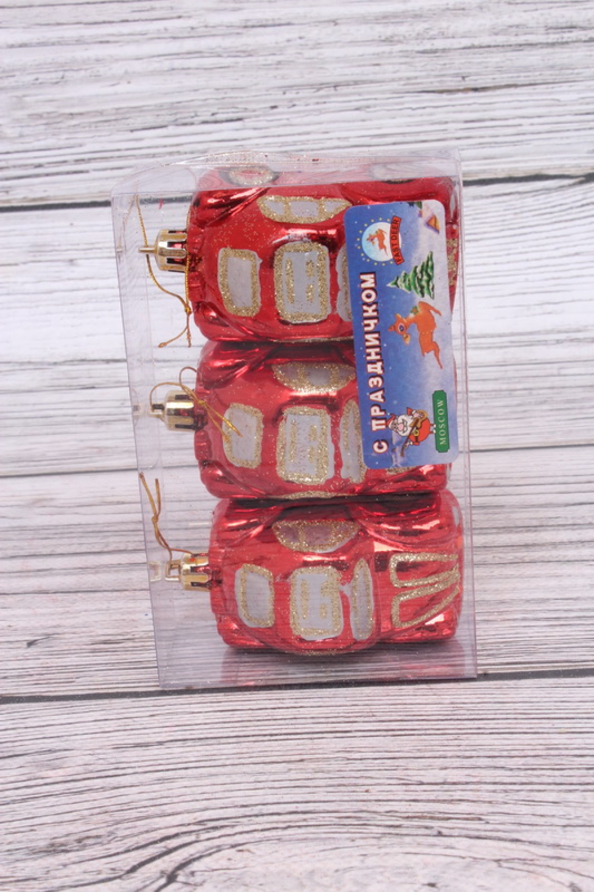 Игрушка на елку Машинка 6см (3шт в уп) красная
