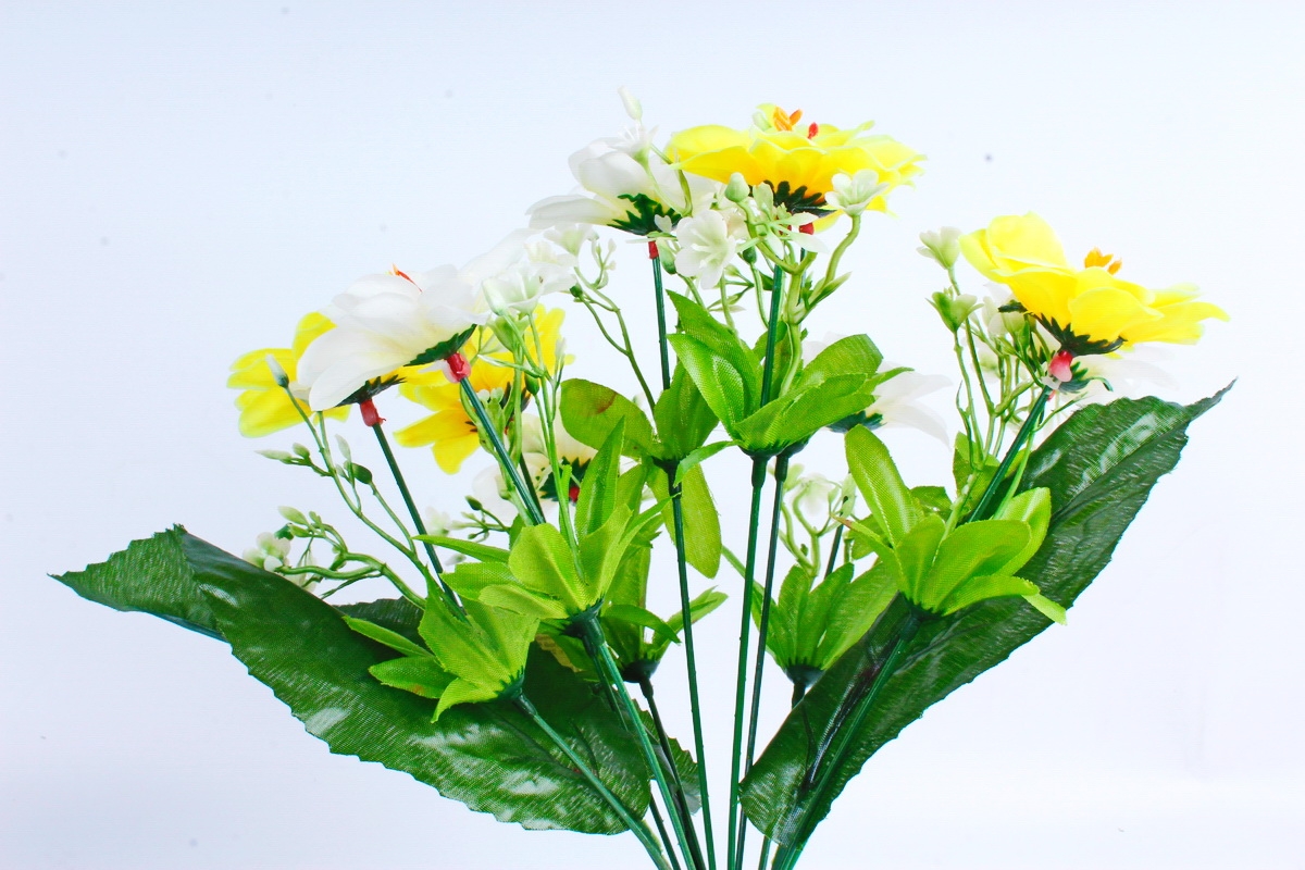 Искусственное растение - Азалия с гипсофилой бело-жёлтая