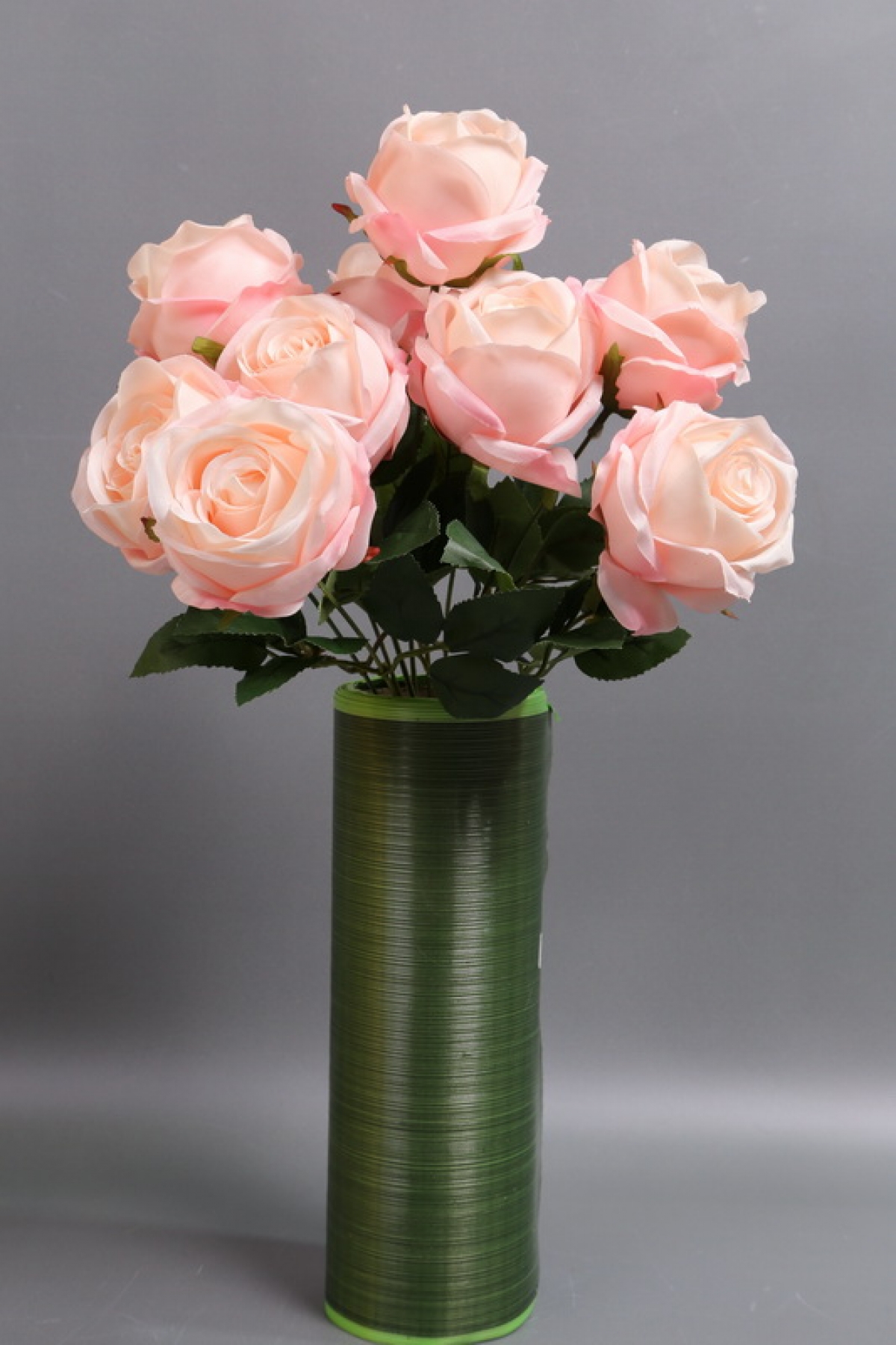 Искусственное растение - Розы Нежность 9 голов персиковые 42 см