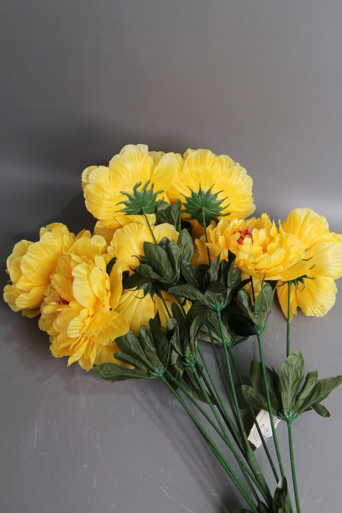 Искусственное растение - Ветка пиона 80см желтая