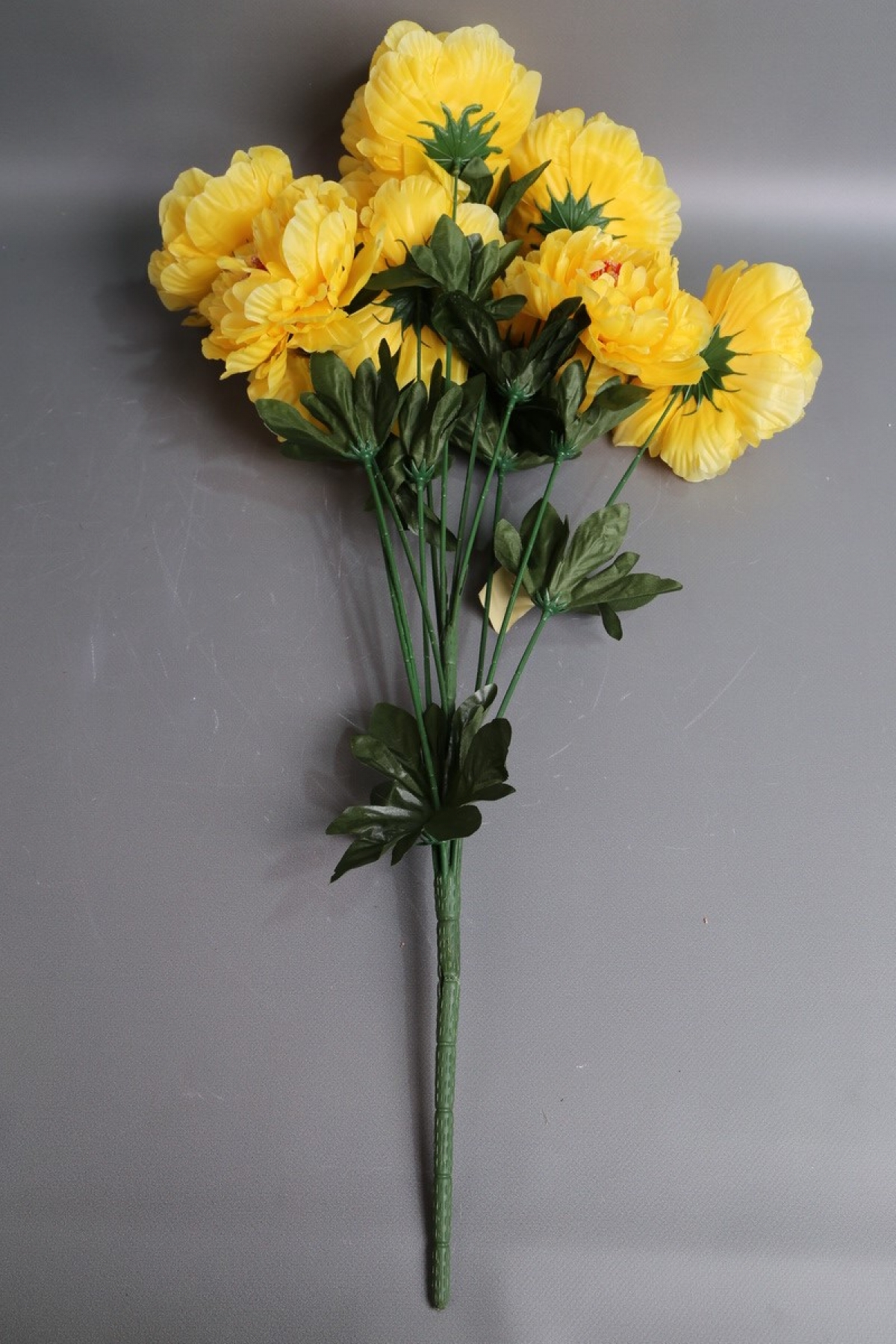 Искусственное растение - Ветка пиона 80см желтая