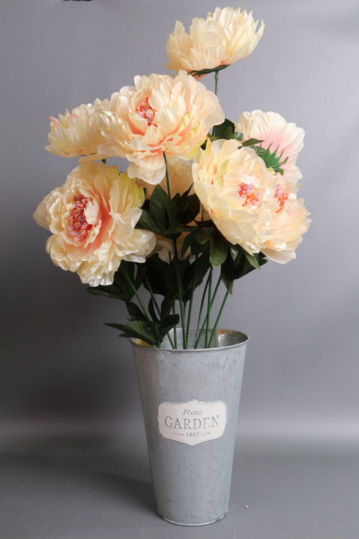 Искусственное растение - Ветка пиона 80см кремовая