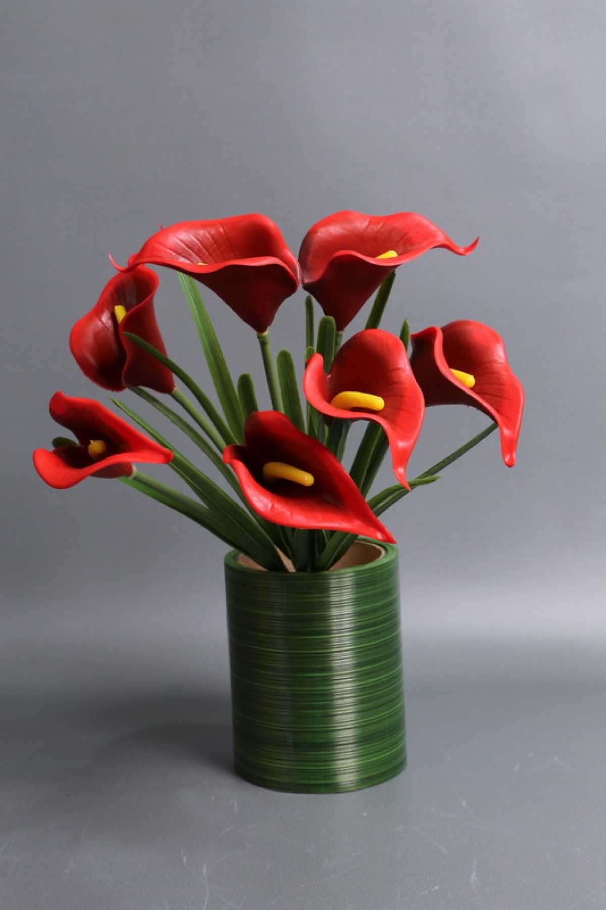 Каллы силиконовые букет красные 30см