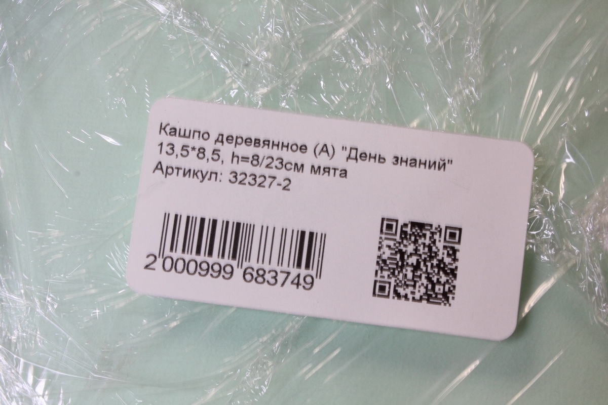 Кашпо деревянное (А) "День знаний" 13,5*8,5, h=8/23см мята