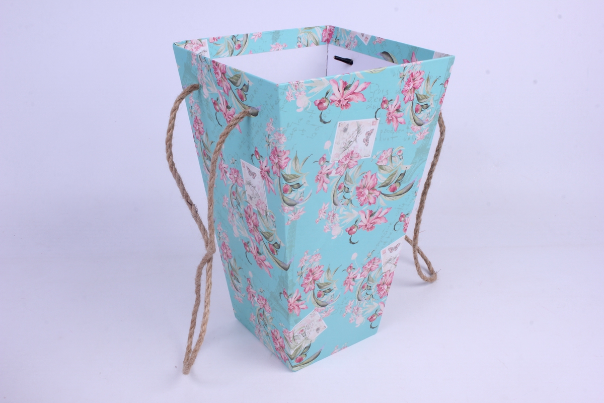 кашпо коробка трапеция , дно 11см		бирюзовая	00056310 18x18 h=29cm