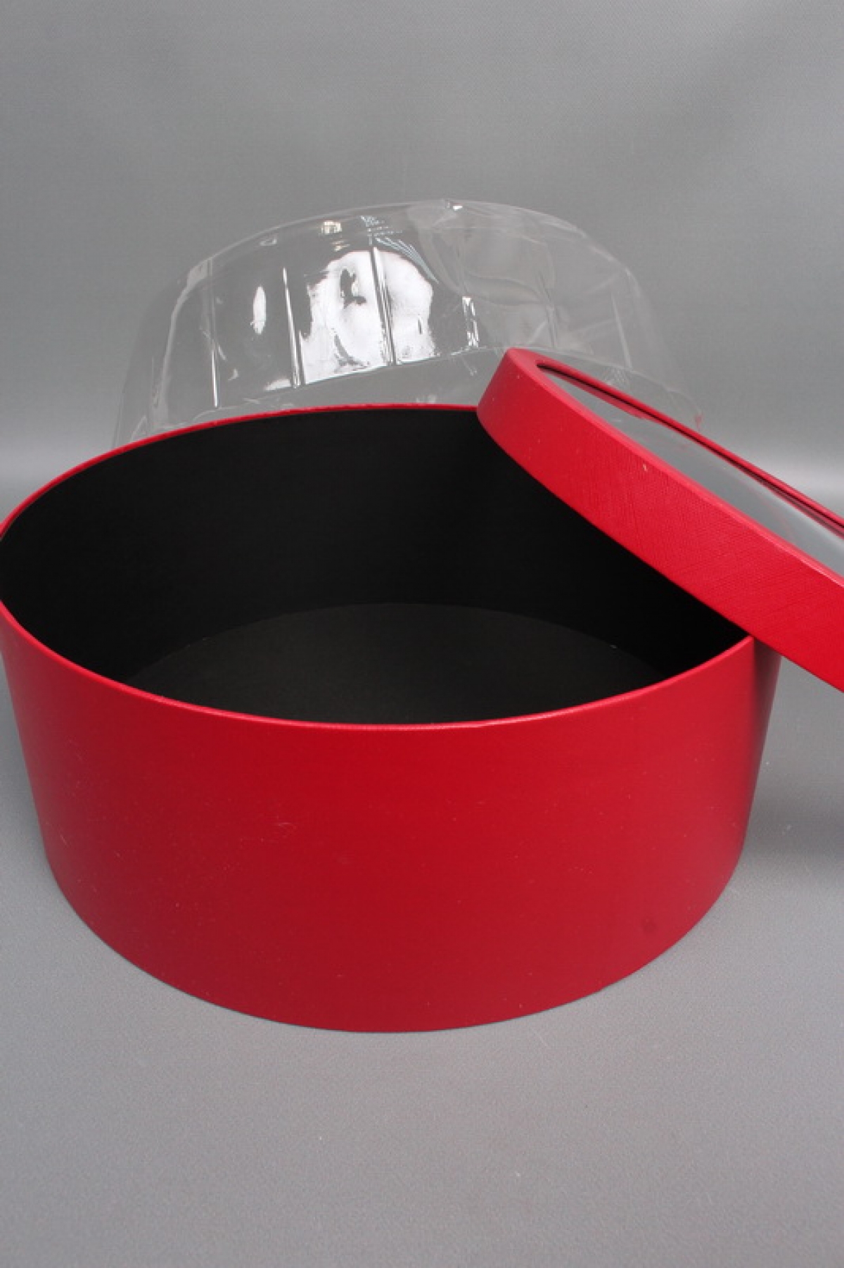 Коробка для цветов с прозрачным окошком 35*H13,5, 1 шт., красный  8116М