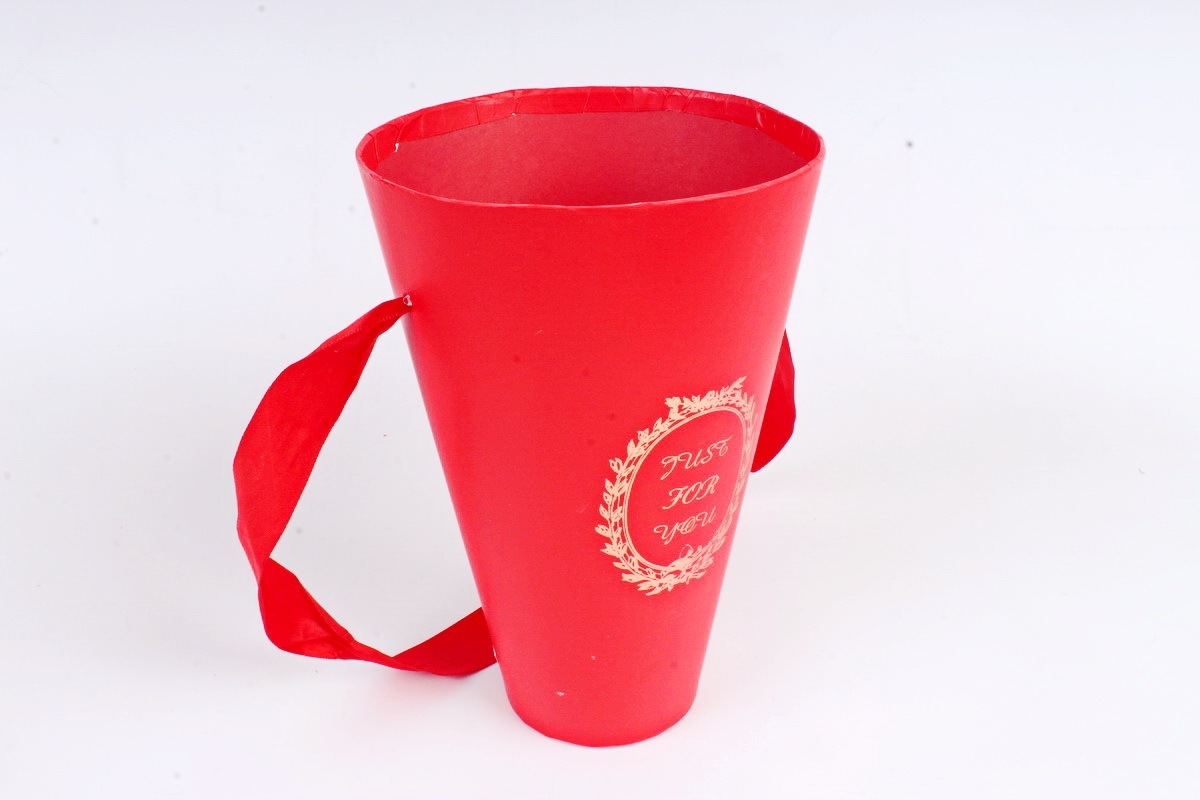 Коробка под цветы "Конус", красный (W9212-red) 9487 М
