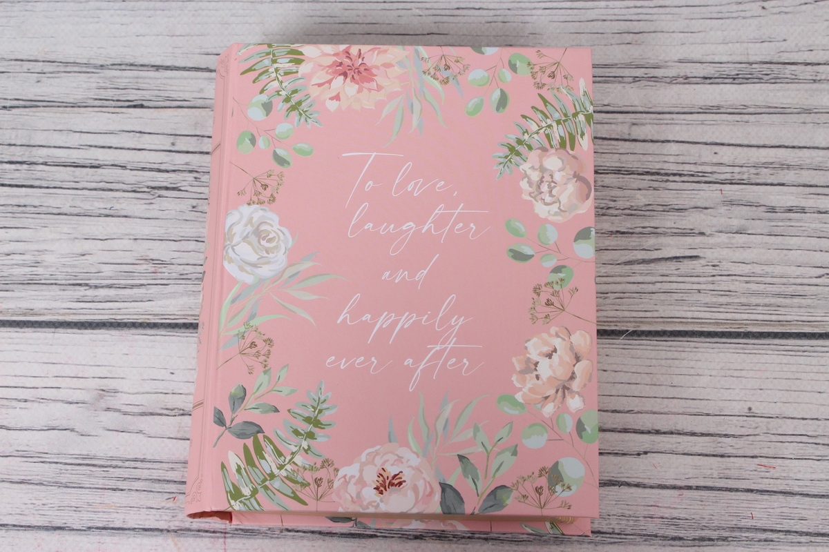 Коробка подарочная одиночная 1шт - Книга цветы пастель розовая 17*14*4,5см В667