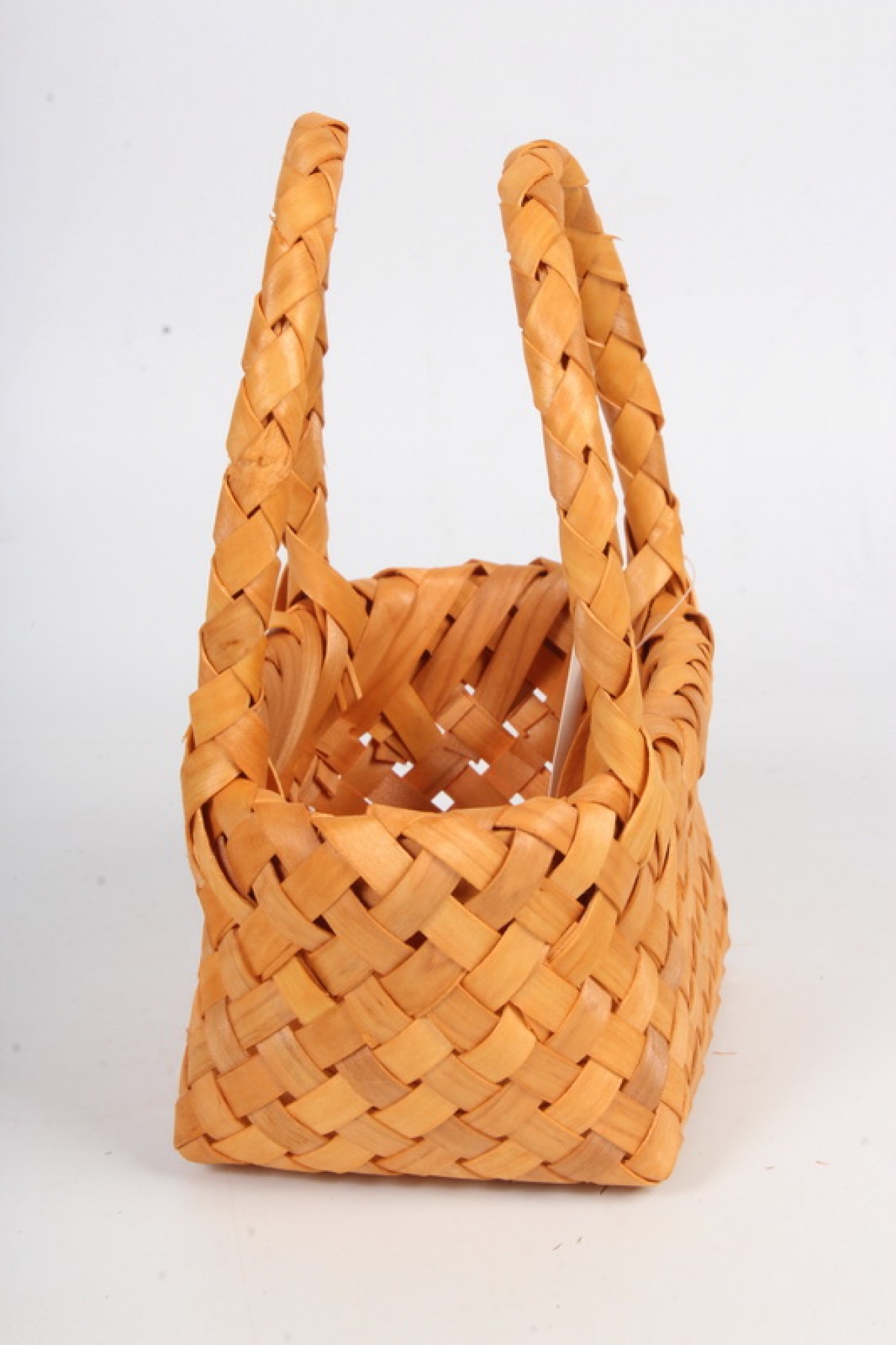 Корзина из бересты две ручки овальная 17x13 h=9.5/23.5cm Св.коричневый 4935 Н