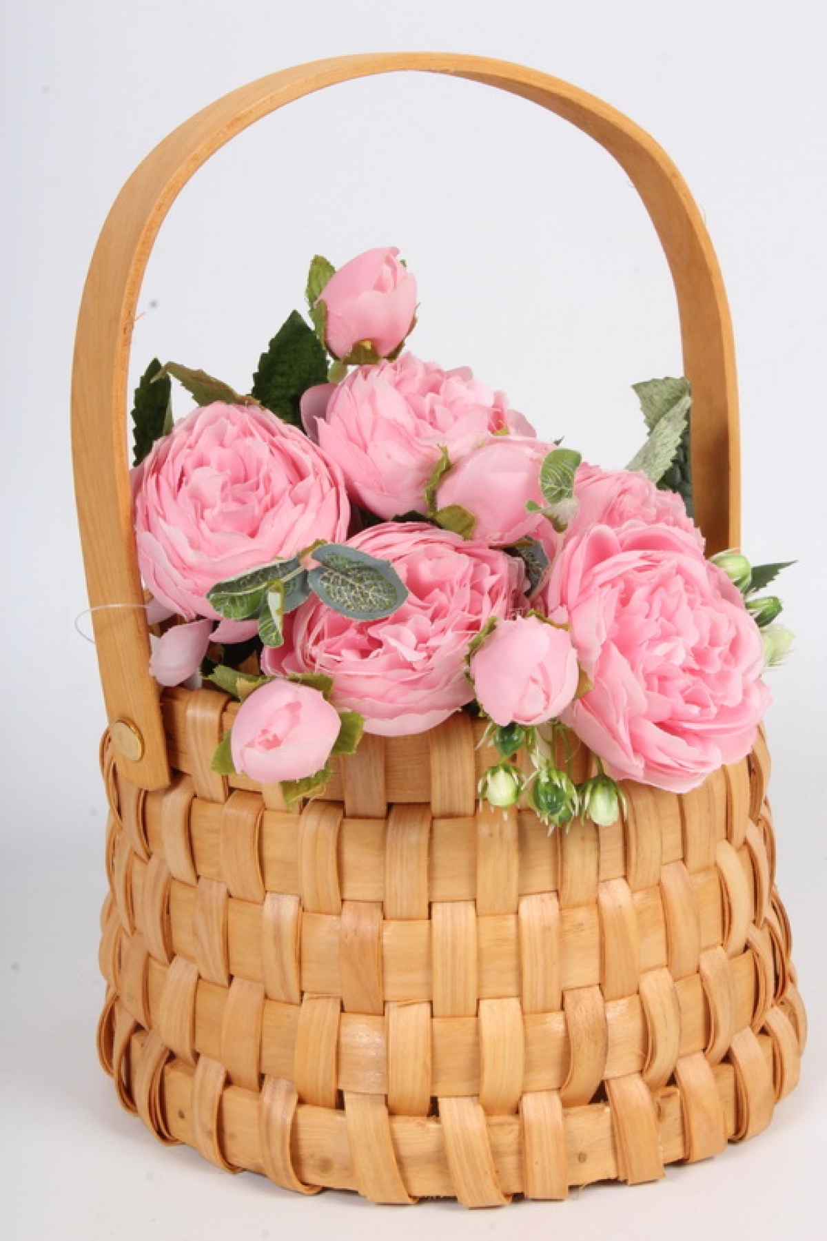 Корзина из бересты круглая d=17 h=12.5/26cm Св.коричневый 4874 Н