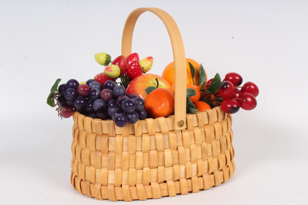 Корзина из бересты овальная 25x16.5 h=12/26cm Св.коричневый 4867 Н