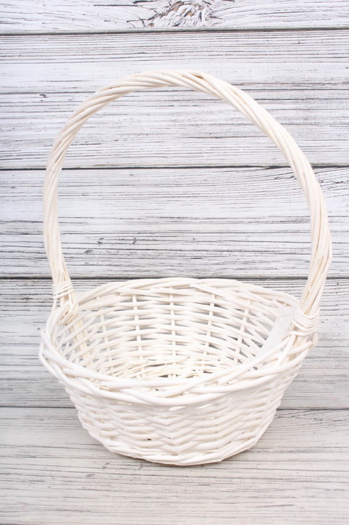 Корзина из ивы, круг, 25*25*H10/30см, белый 8394Н