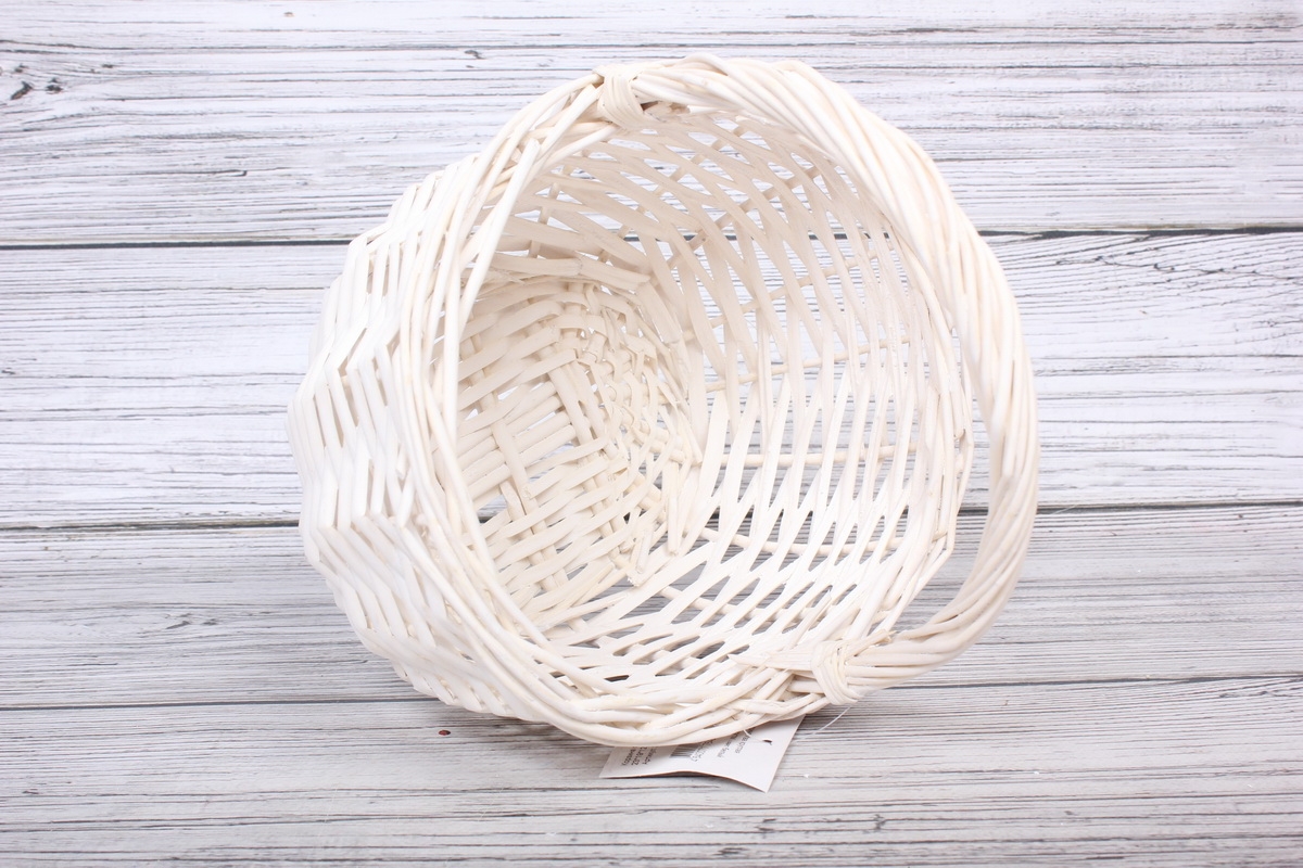 Корзина одиночная ива -  Круглая 23*19*12*23CM, цвет белый 4041М