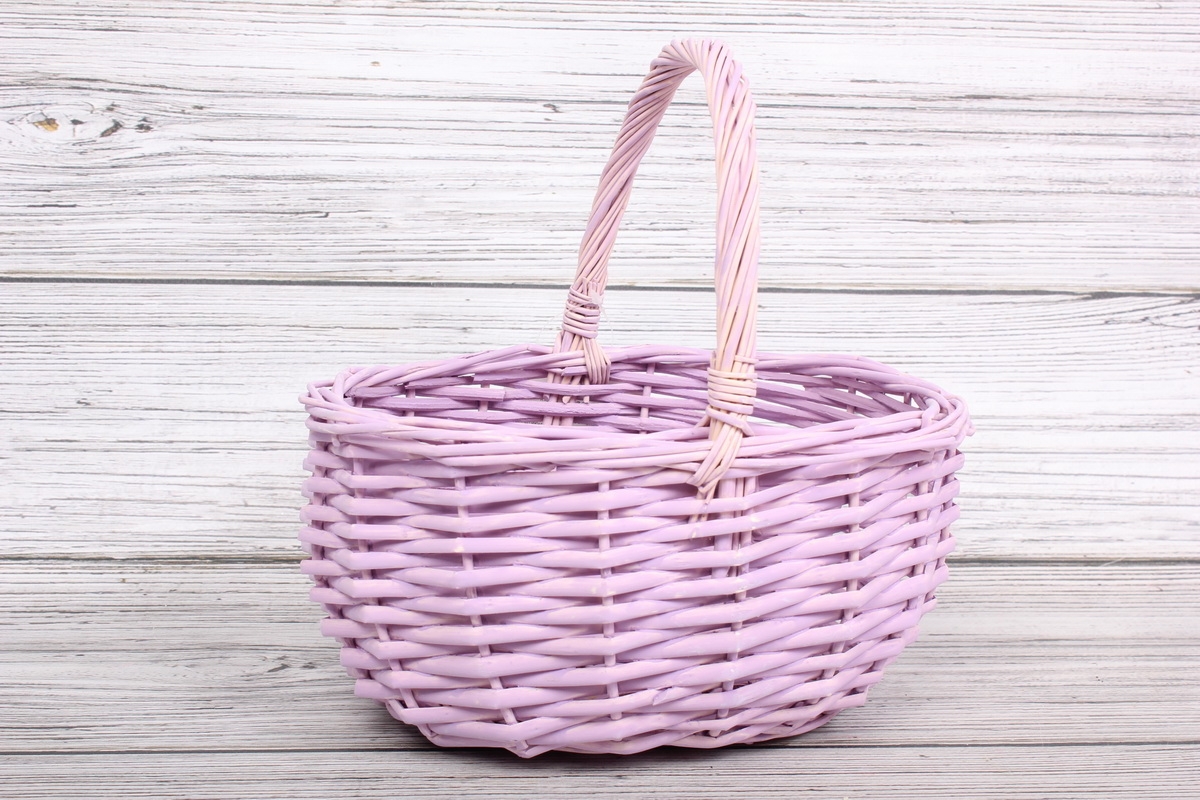Корзина одиночная Ива круглая 23*19*12*23CM, цвет сиреневый 4027Н