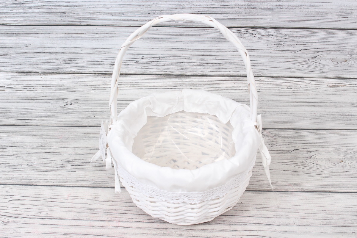 Корзина плетеная (ива) 22х22х12х27CM, цв. белый 5312Л