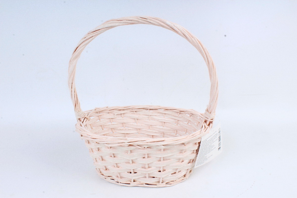 Корзина плетеная (ива),  1 шт., цв. бледно-розовый  8696