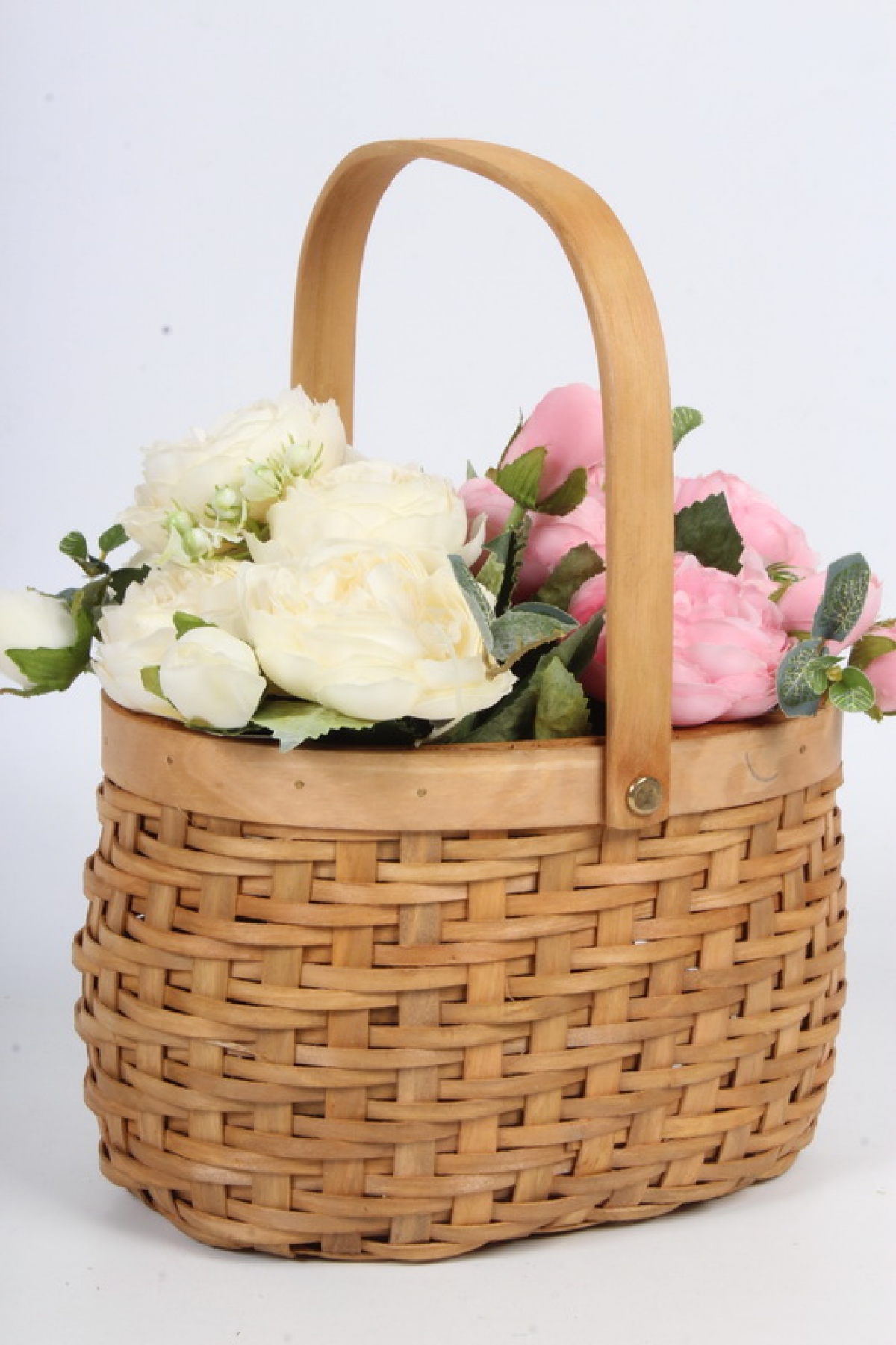 Корзина плетеная из бересты овальная 20.5x14 h=13/28.5cm Медовый 4973Н