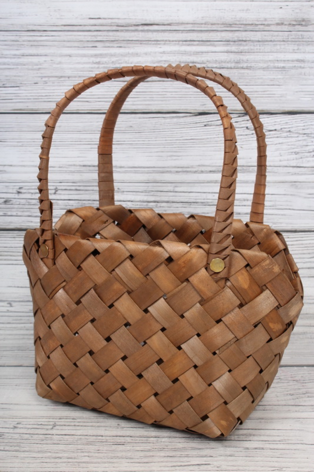 Корзина плетеная из бересты, сумка 22x11x10.5x15/28cm светло-коричневый 7921Н