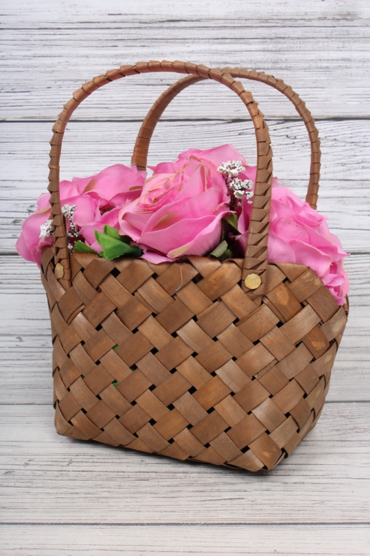 Корзина плетеная из бересты, сумка 22x11x10.5x15/28cm светло-коричневый 7921Н